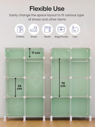 Image of BOXJOY Plastic Kids Wardrobe with 6 Doors, Sticker Sheet & 5 Hook Holder