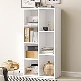 oneinmil 7 Cube Bookshelf, White Cube Organizer and Display Shelf with Storage, Stackable Bookcase for Small Space, Wooden Cube Shelf Easy to Match for Living Room, Bedroom, Study Room and Office