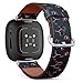 CJBROES Replacement Leather Watch Band, Compatible with Fitbit Versa 3 and Fitbit Sense of Wristband Bracelet Accessory - Bird Bullfinch Birds