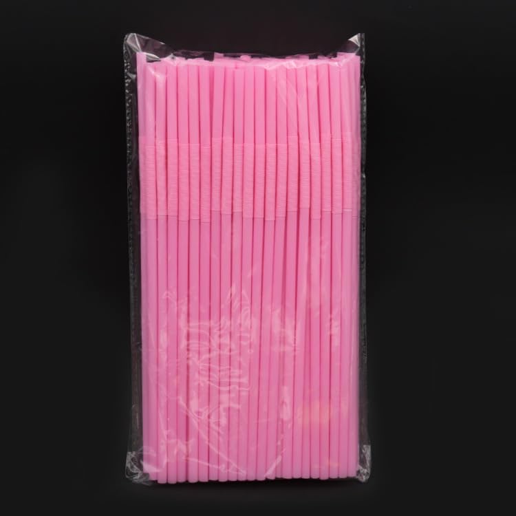 Pitillos flexibles de plástico desechable 100 pzas rosa miniatura 1
