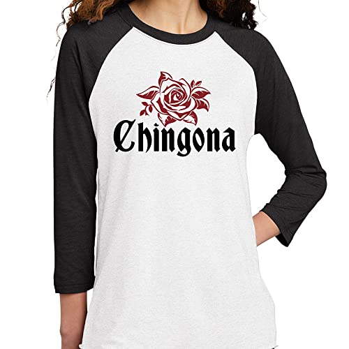 TeesAndTankYou Camiseta de béisbol raglán de manga tres cuartos unisex Chingona miniatura 2