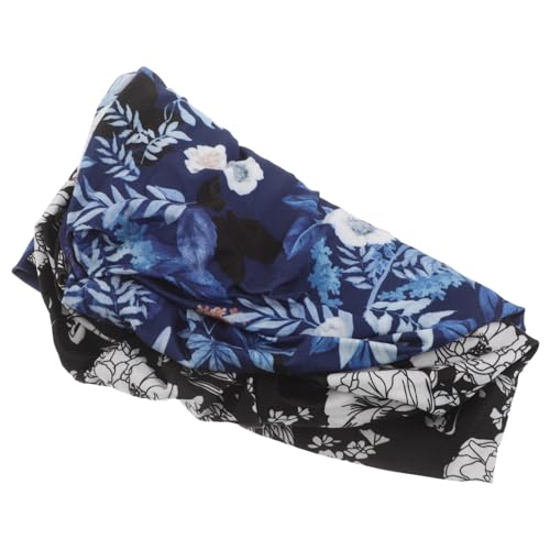LRXIYODE 2 Piezas Gorros para Dormir Quimioterapia Mujer Algodón Ajustables Protectores Cabello Rizado Trenzas con Diseño Floral Negro y Azul para Hospital y Uso Diario