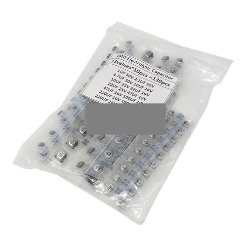 130PCS/LOT 1uF-220uF SMD Aluminum Electrolytic Capacitor Assorted Kit Set, 13Values*10PCS=130PCS Samples Kit
