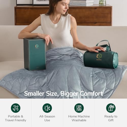 Image of Kaisa Weighted Blanket for Adults 7lbs 41 inch x 53 inch, Soft Heavy Cozy Luxury Crystal Velvet Small Weighted Lap Blanket, All-Season Blanket, Machine Washable, Light Grey-Blue