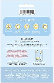 Willowbrook | Fresh Scents Scented Sachet Packet | White Cotton | Air Freshener Bags for Drawers, Closets, Cars | 3 Pack | Long Lasting Home Fragrance