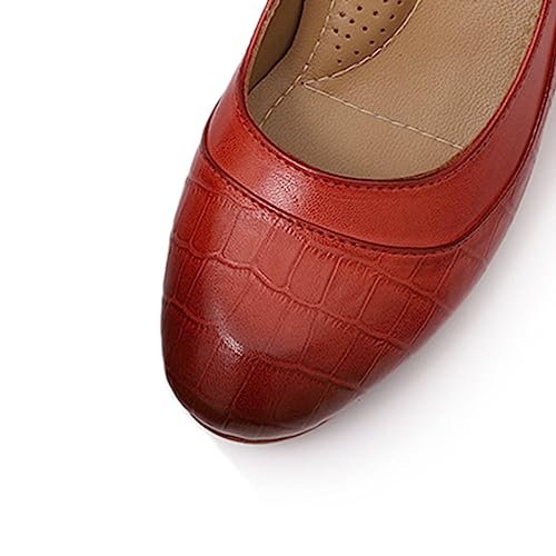 Image of Mona flying Women's Leather Closed Toe Mid Heel Wedges Comfy Dress Pumps