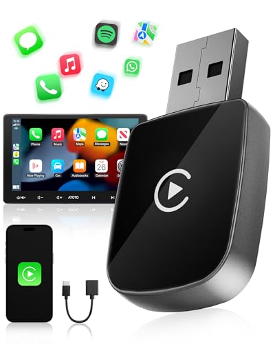 WityEye Adaptador CarPlay Inalámbrico, Bluetooth V5.3 Conexión Estable, 5.8GHz WiFi de Alta Velocidad, USB A/C, para Apple iPhone iOS 10+, Convierte Conexión con Cable en Inalámbrica