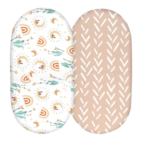 ZJRDYYK 2PCS Bedside Bassinet Fitted Sheet Cotton, 32.28 * 16.9 Inch Baby Bassinet Sheet Cover Fits Bassinet Mattresses Up to 32