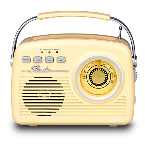 Lauson RA143 Radio Vintage Autonome avec Bluetooth Radio Nostalgie avec Batterie Rechargeable, Fonction USB SD Aux