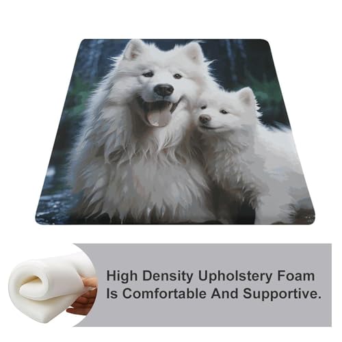 Coussin de sol de méditation imprimé chien blanc avec mousse mémoire de forme - 4