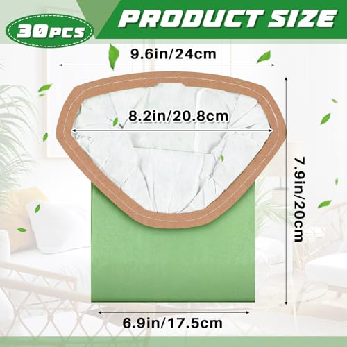 Image of Therwen 30 Pcs Micro Filter Bags Compatible with Proteam Backpack Vacuum Cleaner Filter Bags Replacement, Open Triangular Collar (3qt,107666)