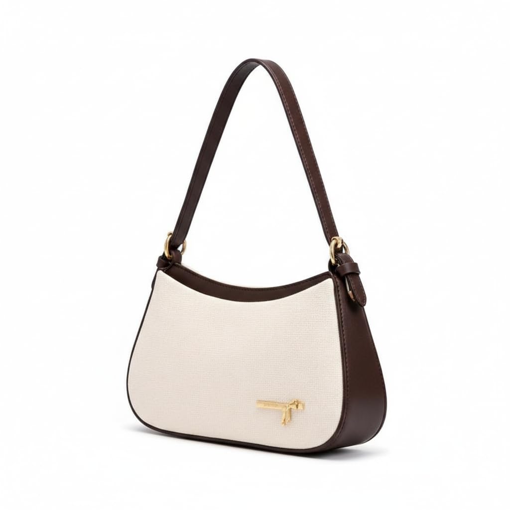 Elegant Shoulder Bag for Women | Cream Mini Handbag with Contrast Trim | Lightweight Stylish Purse for Daily Use, Party, Travel & Gifting-image-19