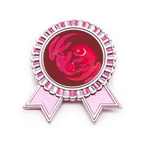 Broche poisson rouge symbole de chance japonaise en métal rose