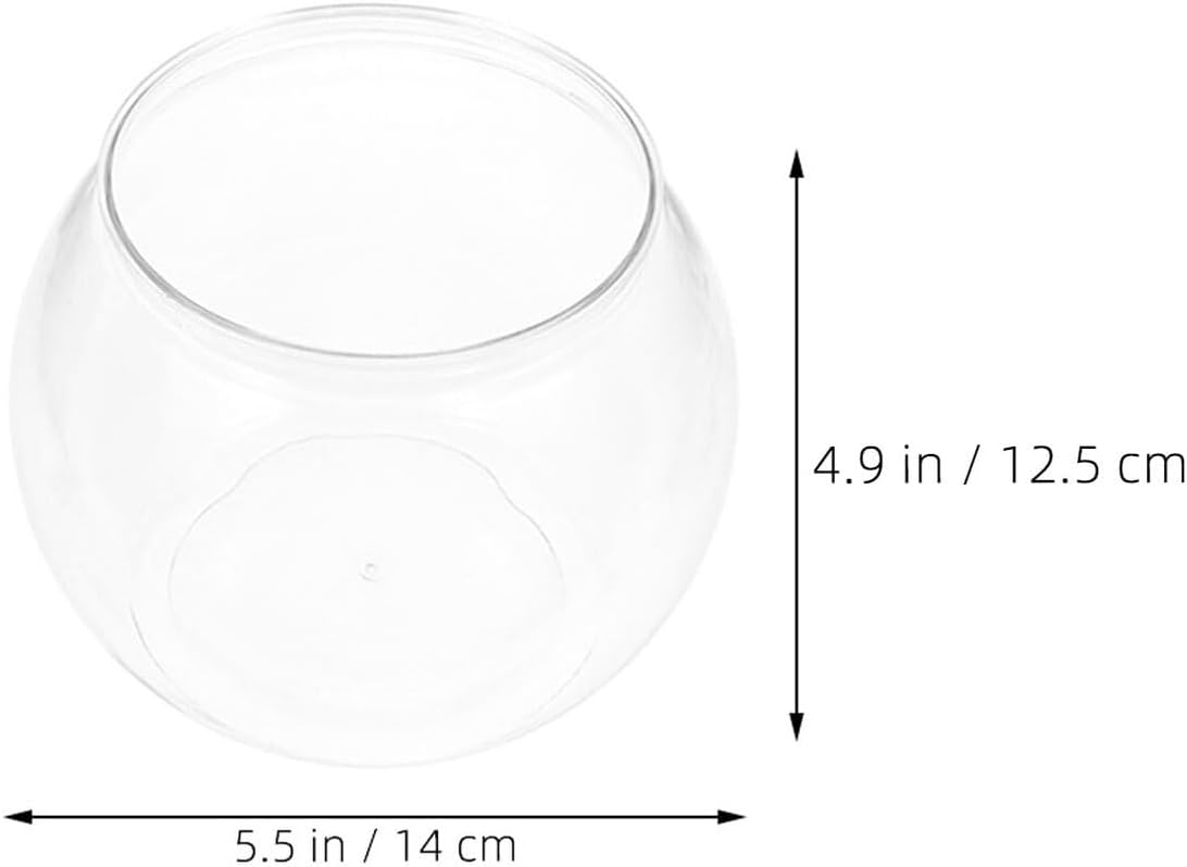 Plastic Goldfish Bowl Aquarium Tank 14x12.5cm Small Desktop Fish Tank for Office Home Decorative Aquarium Pet Bowl