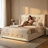 oakarc Full Bed Frame with Headboard & 2 Storage Drawers, Upholstered Bed Frame Adjustable PU Leather...