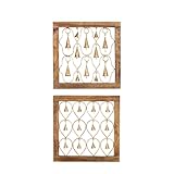 Deco 79 Mango Wood Bell Home Wall Decor Framed Wall Sculpture, set of 2 Wall Art 16' x 1' x 16', Brown