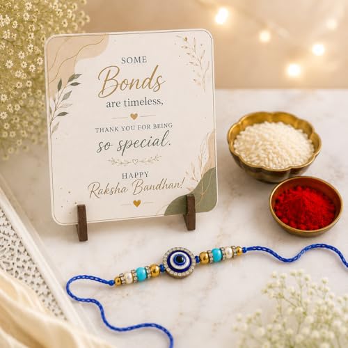 Image of JAIPUR ACE Raksha Bandhan Rakhi Gift Combo with Designer Rakhi, Puja Thali, 2 Katori Bowls, Roli Kumkum & Greeting Card for Brother, Bhai, Bhaiya | Complete Celebration Set