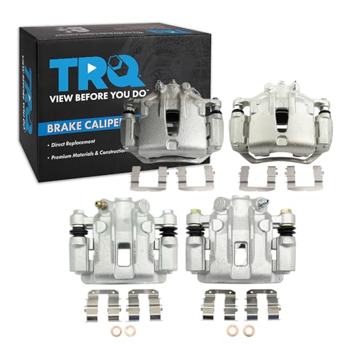 Image of TRQ Front and Rear Brake Caliper Set Zinc Coated Brackets Hardware Compatible with 2010-2013 Kia Forte Forte Koup