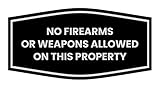 Fancy No Firearms or Weapons Allowed on this Property Sign (Black/Silver) - Medium