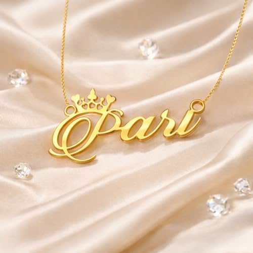 Image of Pari Cursive Gold & Silver Name Pendant Necklace, Best Jewelry Gift for Girls.