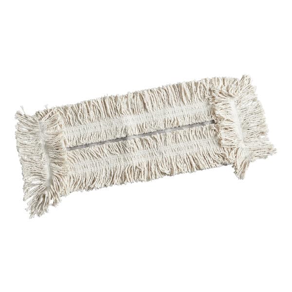Rubbermaid Commercial Products Cut-End-Dust Mop Head Replacement, 24-Inch, White, Fringed Edges Industrial Mop for Floor Cleaning Office/School/Stadium/Restaurant/Bathroom (Pack of 12)