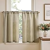 TOPICK Rideau Cuisine Petit Rideaux Court Brise Bise, Taupe 65L x 90H(cm) 2 Panneaux à Pas...