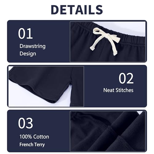 Image of 4 Pack Boys Toddler French Terry Cotton Shorts with Drawstring for Kids