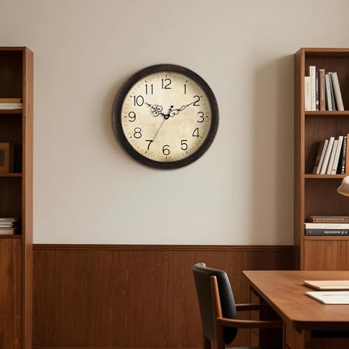 Image of KECYET Wall Clock, Vintage Wall Clocks Battery Operated Quartz Silent Non-Ticking 16 Inch Retro Rustic Style Clock Decorative for Kitchen,Bathroom Home Office (Bronze)