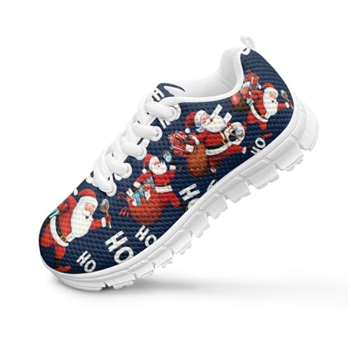 Children's Christmas Sneaker Non-Slip Lace-Up School Sport Outdoor Hiking Shoes for Big Kids Comfortable Breathable Lightweight Athletic Walking Sneaker for Litter Kids US 11-5