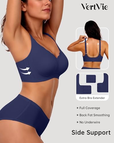 Image of Vertvie Women Seamless Jelly Bras No Underwire Supportive Wireless Push Up Full Coverage Bralette Comfy Scalloped T-Shirt Bra