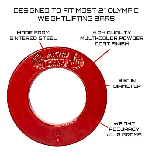 Image of Micro Gainz Calibrated Fractional Weight Plate Set of 2 Plates, Choose Set (.25LB-1.25LB), Designed for Olympic Barbells for Strength Training & Micro Loading Bar Weights, Made in USA