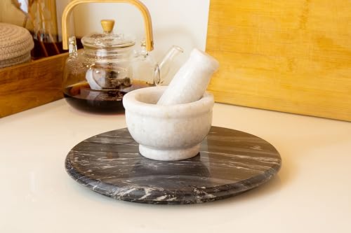Image of B.R. & Sons 4 Inch White Marble Mortar and Pestle Set | Stylish Imam Dasta, Ohkli Musal for Spices & Herbs - Available in Various Shapes & Colors (WHITE POLISHED 4 INCH)