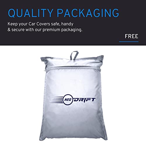 Image of NEODRIFT 'SilverTech' All Weather Protection Car Cover for Tata Zest - Dust, Waterproof, Durable Cover - Triple Stitched Elastic Grip with Mirror and Antenna Pocket - Silver