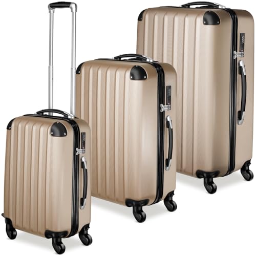 tectake® Set de Valises de Voyage 3 Tailles Valise Grande Taille, Cabine et Petite Valise Sacs de Voyage Valises Maternité ABS avec roulettes Pivotantes...