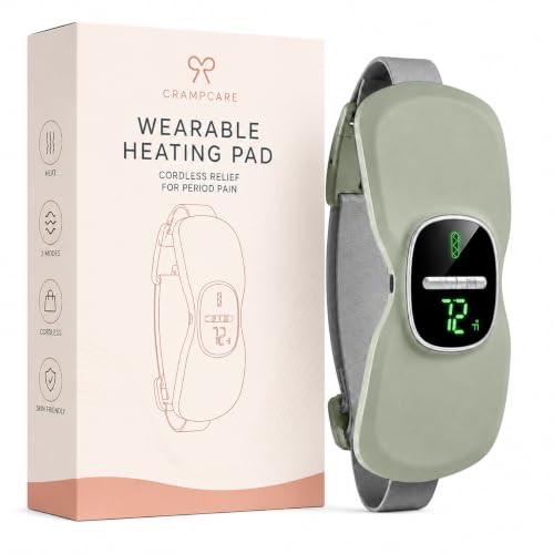 BRONTIX Period Cramp Relief Massager for Women | Portable Cordless, Menstrual Pain Relief Heating Pad, 3 Heat & Massage Modes, Electric Periods Cramp Massager (sage green)