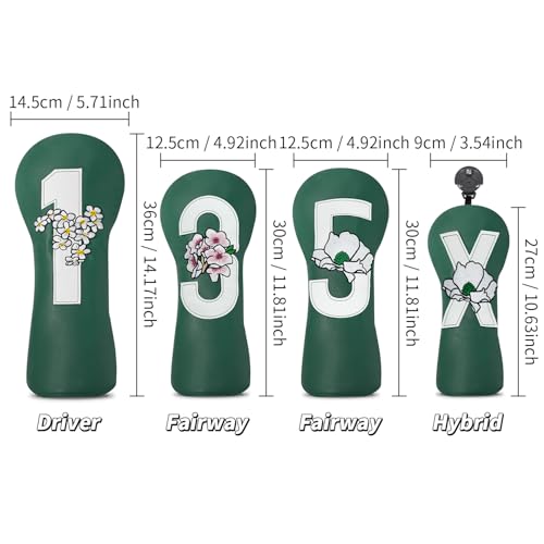 Golf Headcovers Golf Club Head Covers Advanced Embroidery Cherry Blossom Leather Driver Fairway(FW) Wood Hybrid(UT) with Number Tags Protects Against Scratches and Damage - image 6