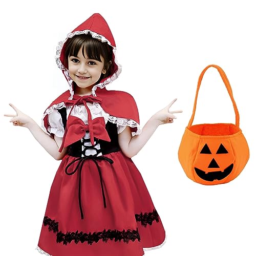 [Apparlxer] ハロウィン コスプレ 女の子 レッド マット 衣装 童話 コスチューム 子供 赤ずきん コスプレ ハロウィン仮装 ワンピース かわいい イベント 学園祭 舞台演出 発表会 クリスマス 誕生日 プレゼント