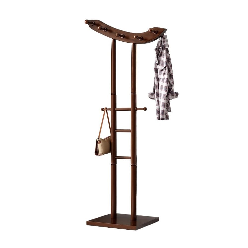 DFHS46JK Hat Rack Solid Wood Hanger Floor Coat Rack Bedroom Household Simple Vertical Clothes Indoor Bag for Office(Walnut)
