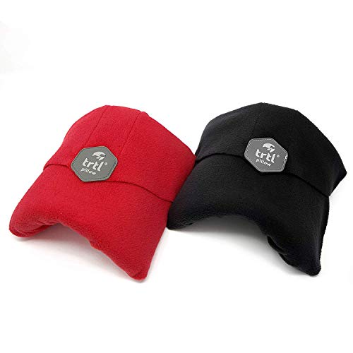 trtl Pillow - Scientifically Proven Super Soft Neck Support Travel Pillow - Machine Washable (Black+Red)