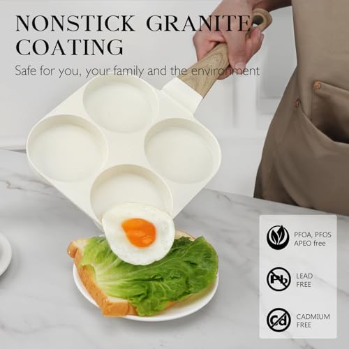 Image of GiPP Nonstick Egg Frying Pan, 4-Cup Granite Non Stick Omelette Pan Skillet for Breakfast, Pancake Pan with Heat-Resistant Handle, Compatible with All Stovetops, Easy to Clean, PFOA Free, White
