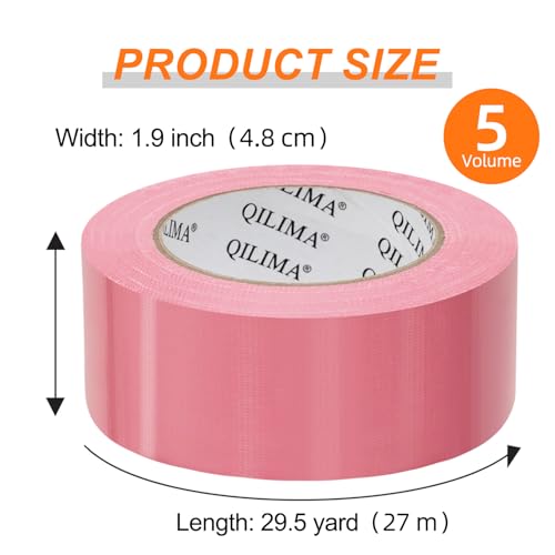 Image of QILIMA Pink Duct Tape Heavy Duty, 2 Inch x 30 Yards Industrial Waterproof Cloth Tape, Residue-Free Strong Adhesive for Photographers, Repairs & DIY