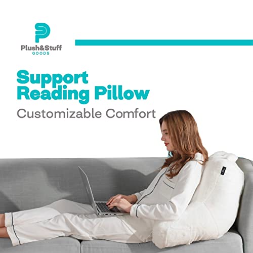 Plush&Stuff Reading Pillow For Sitting In Bed - Inner Memory Foam Pillows And Fleece Outer - Lumbar Support Pillow For Bed - Back Rest Pillow - Husband Pillow, Tv Pillow, Gaming Pillow, Chair Pillows #TOP5
