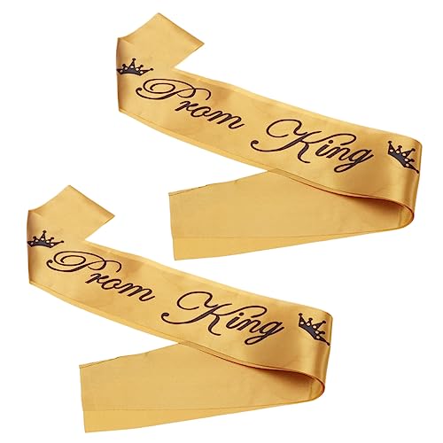HOOTNEE Gold Prom King Letters Sash Ribbon Party Accessory Shoulder Belt for Princess Party