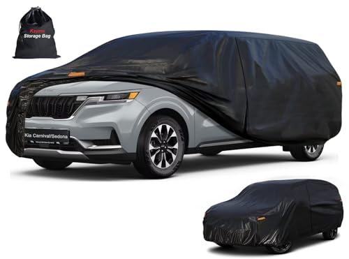 Image of Kayme 7 Layers Hatchback Car Cover Custom Fit for Kia Carnival /Sedona (2002-2026), Waterproof All Weather for Automobiles,Rain Sun UV Protection.Black