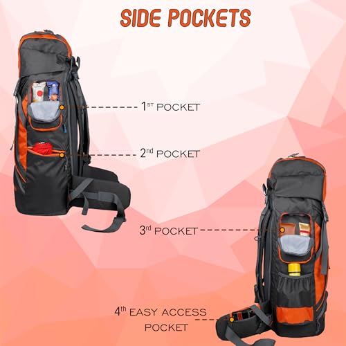 F Gear Tomahawk Grey Orange 75L Rucksack, Grey Orange, One Size, Vacation