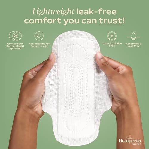 Image of Organic Sanitary Pads for Women, Thin (Regular, 36 Ct) | Absorbent Organic Cotton & Hemp Fiber with Wings, Ultra-Thin Menstrual Napkins, Fragrance Free Sensitive Skin Feminine Care