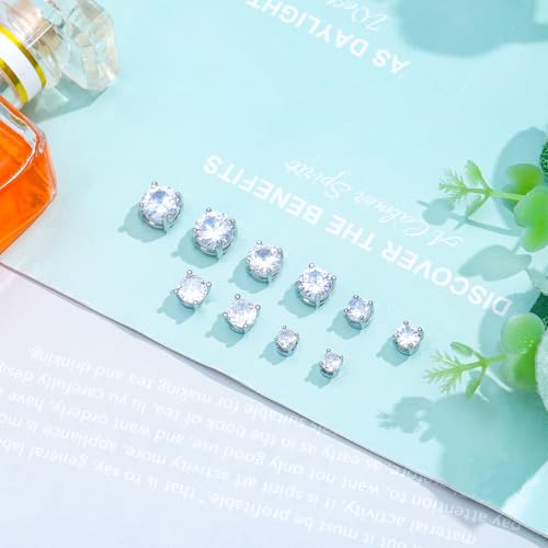 NEWITIN 5 Pairs Stainless Steel Magnetic Stud Earrings for Men Clip on Earring Magnetic Earring Inlaid Cubic Zirconia Unisex Non Piercing Magnet Studs 4 to 8MM Diamond Earrings for Women Men3