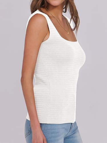 ANRABESS Tank Tops for Women 2025 Summer Square Neck Rib Knit Sleeveless Basic Slim Fit Shirts Casual Top Trendy Outfits4