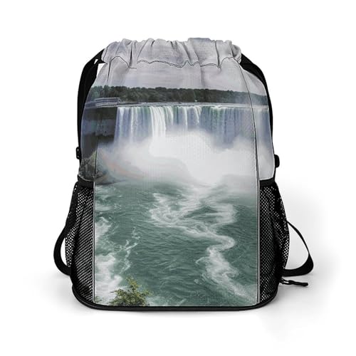 Sac à dos léger Niagara Falls avec cordon pour le sport et la randonnée de 45.5x41.5cm