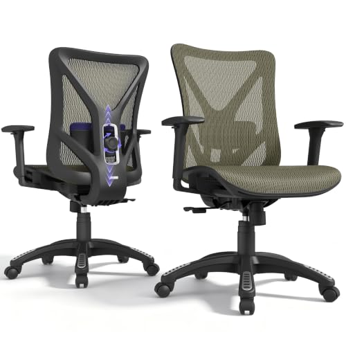 Image of Ergonomic Office Chair, Mesh Computer Desk Chairs with Adjustable Lumbar Support, 3D Armrests, Tilt Function, Comfy Wide Seat, Swivel Executive Work Task Chair for Company and Home